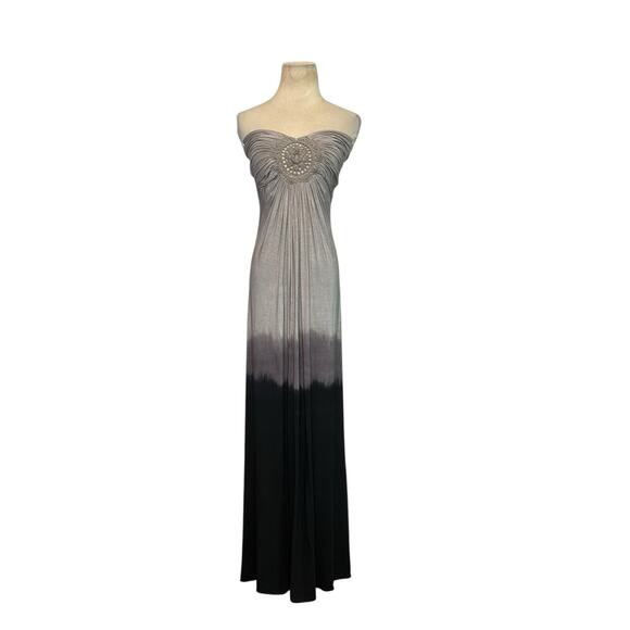 Sky gray black ombre strapless maxi dress size Medium - Picture 1 of 16